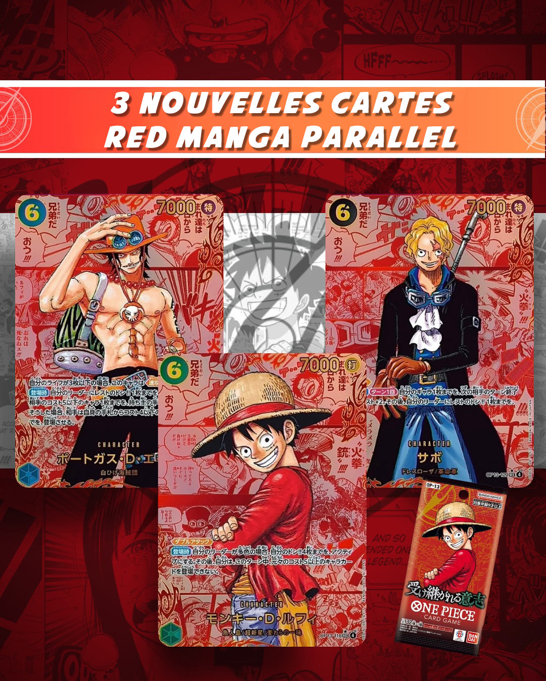 OP-13 japonais - Nouvelles Cartes Red Manga Parallel